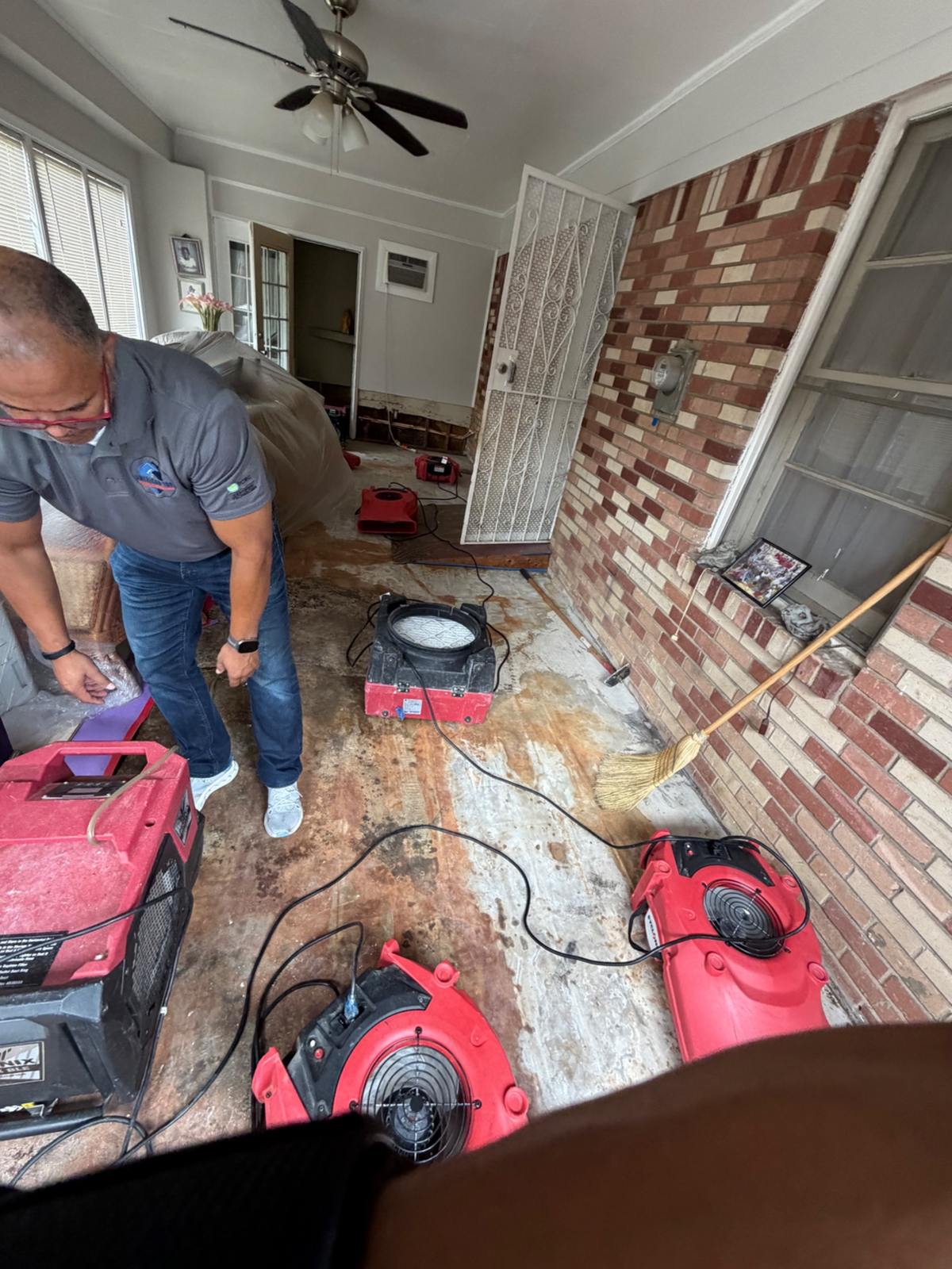 Drying equipment set up after water damage