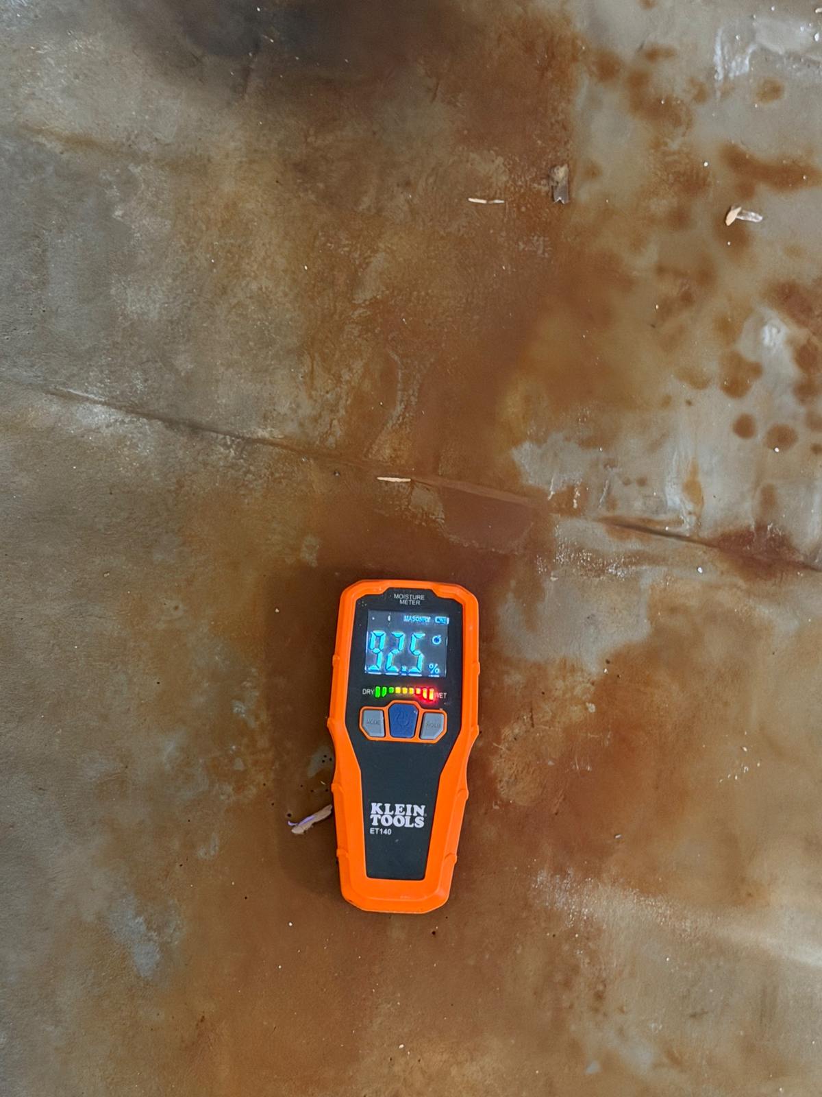 Moisture reading on a concrete subfloor